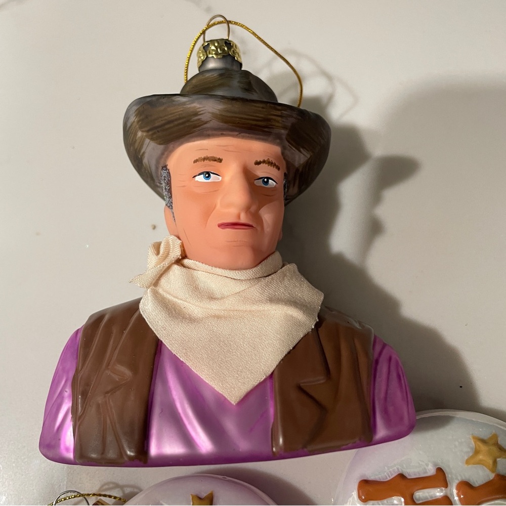 Glass John Wayne Christmas Ornament with Western Ornament.